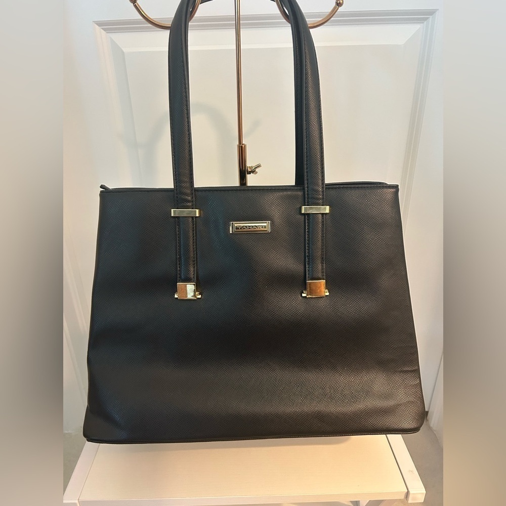 Tahari Black‎ Metropolis Tote Handbag Purse Briefcase Professional 15x6x11. EUC